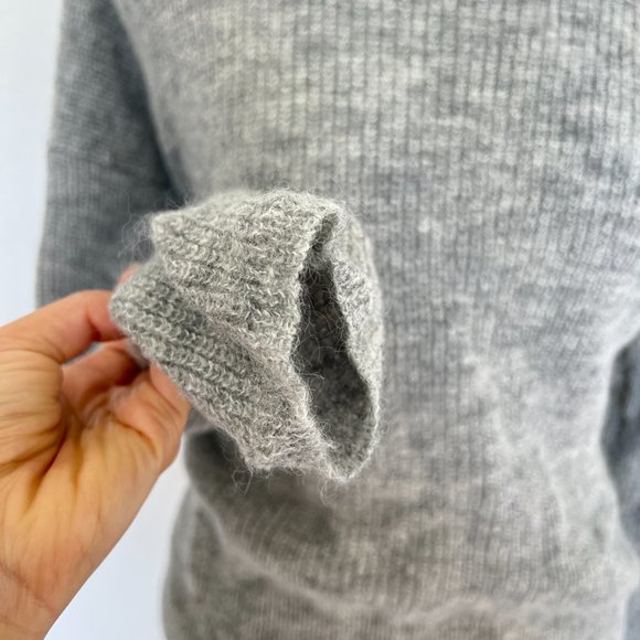 SEZANE Casie Lace Up Alpaca Jumper Sweater in Mid Grey - Picture 7 of 10